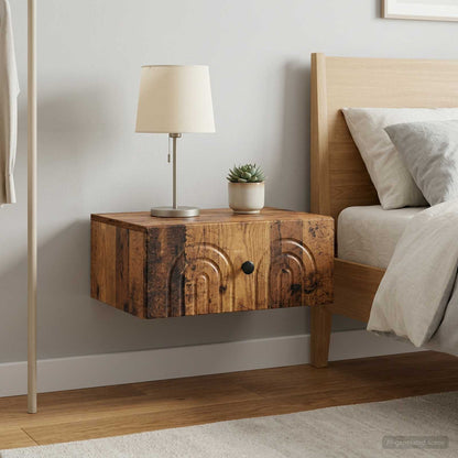 Mobiletto da notte a muro 2 pz Legno antico 49 x 34,5 x 20 cm