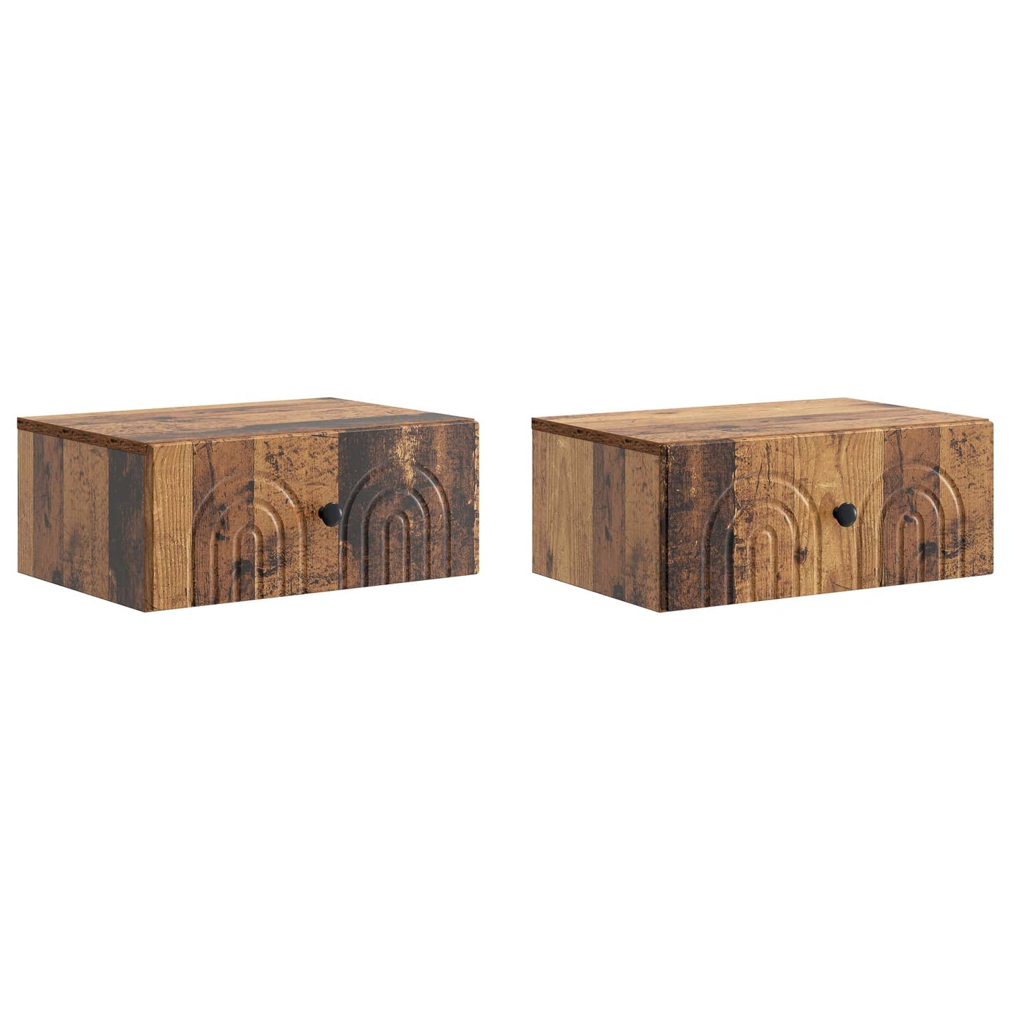 Mobiletto da notte a muro 2 pz Legno antico 49 x 34,5 x 20 cm