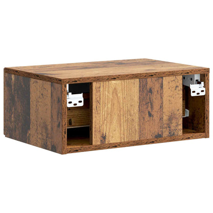 Mobiletto da notte a muro 2 pz Legno antico 49 x 34,5 x 20 cm