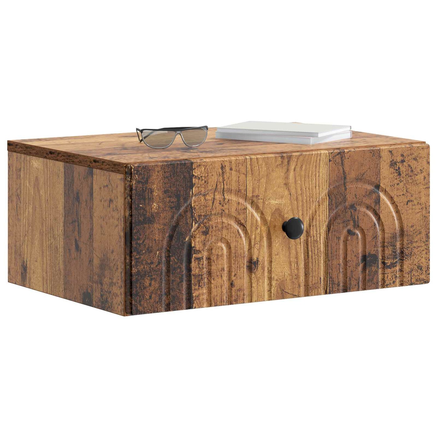 Mobiletto da notte a muro 2 pz Legno antico 49 x 34,5 x 20 cm