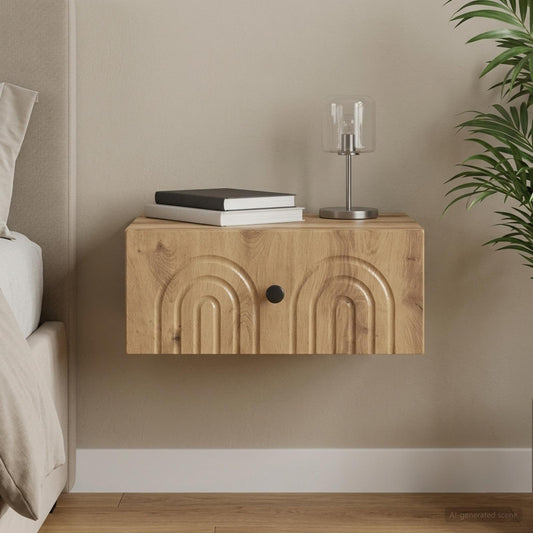 Mobiletto da notte a muro Rovere Artigianale 49 x 34,5 x 20 cm