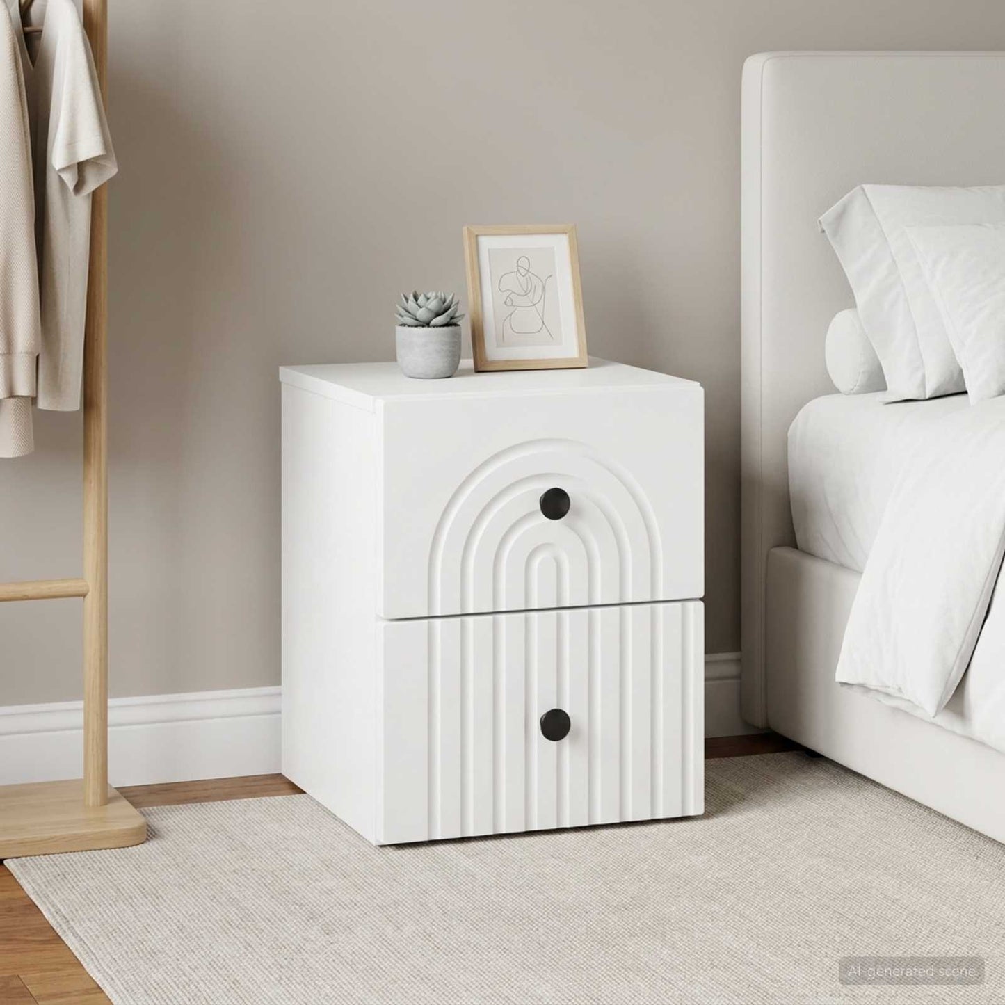 Mobiletto da notte a muro 2 pz Bianco 33 x 34,5 x 40 cm