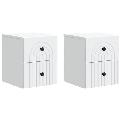 Mobiletto da notte a muro 2 pcs Bianco 33 x 34,5 x 40 cm