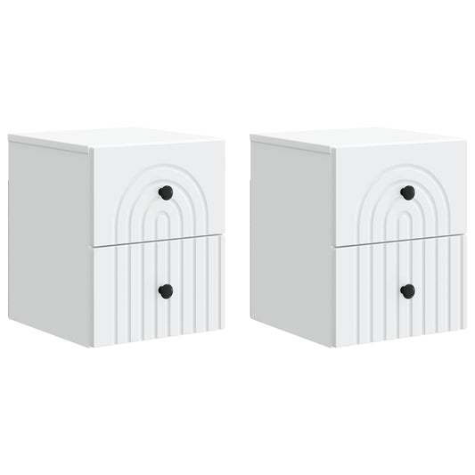 Mobiletto da notte a muro 2 pcs Bianco 33 x 34,5 x 40 cm