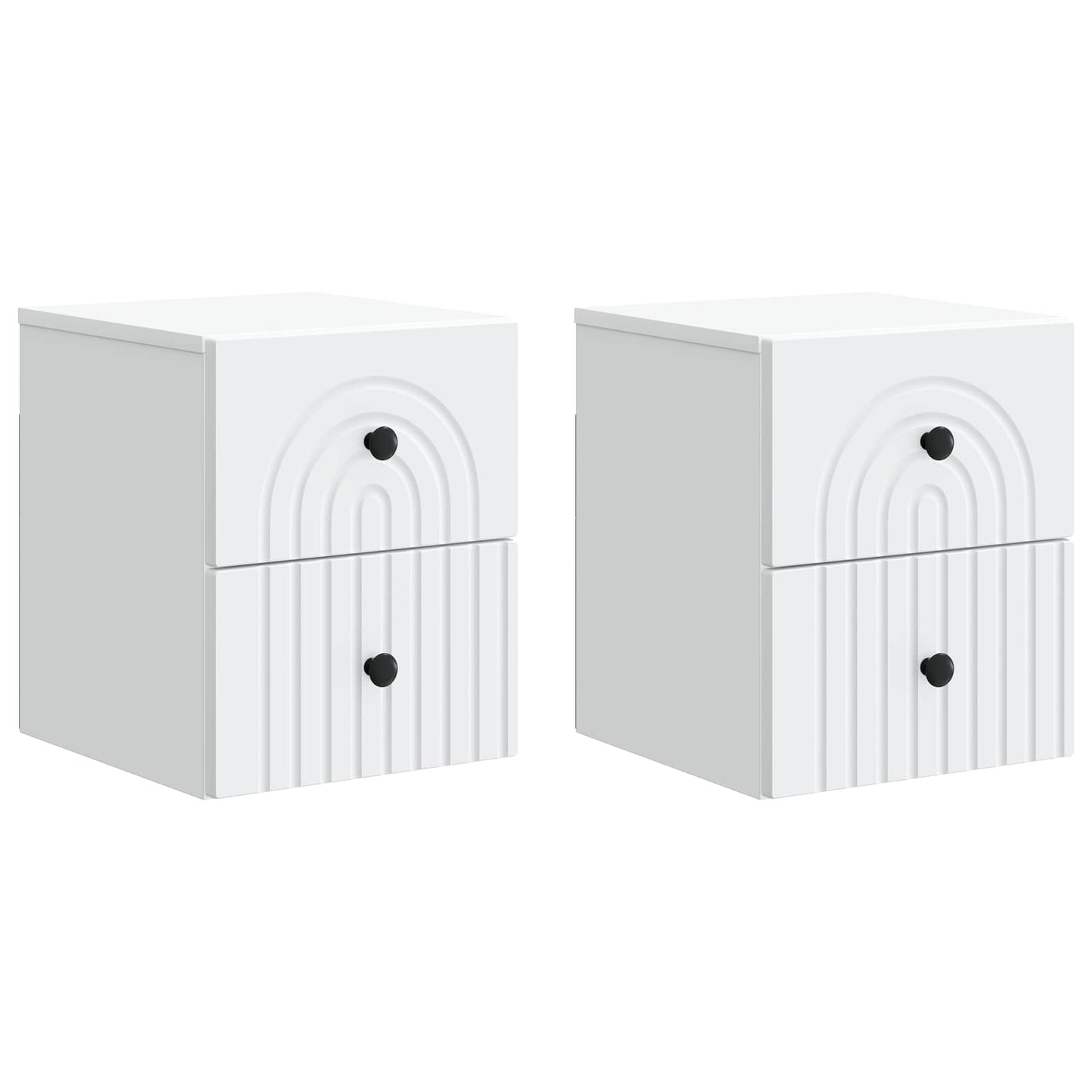 Mobiletto da notte a muro 2 pz Bianco 33 x 34,5 x 40 cm