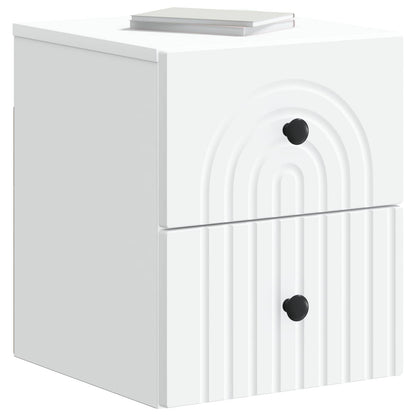 Mobiletto da notte a muro 2 pz Bianco 33 x 34,5 x 40 cm