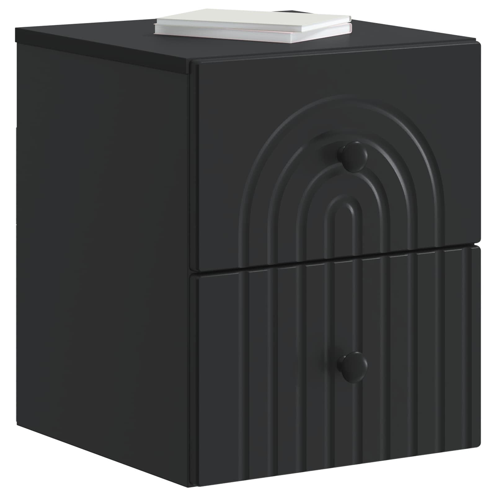 Mobiletto da notte a muro con cassetto Nero 33 x 34,5 x 40 cm | homemem39