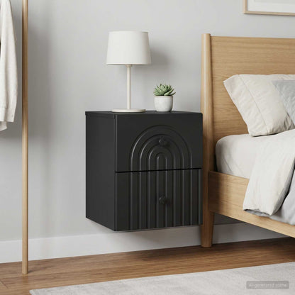 Mobiletto da notte a muro 2 pz Nero 33 x 34,5 x 40 cm