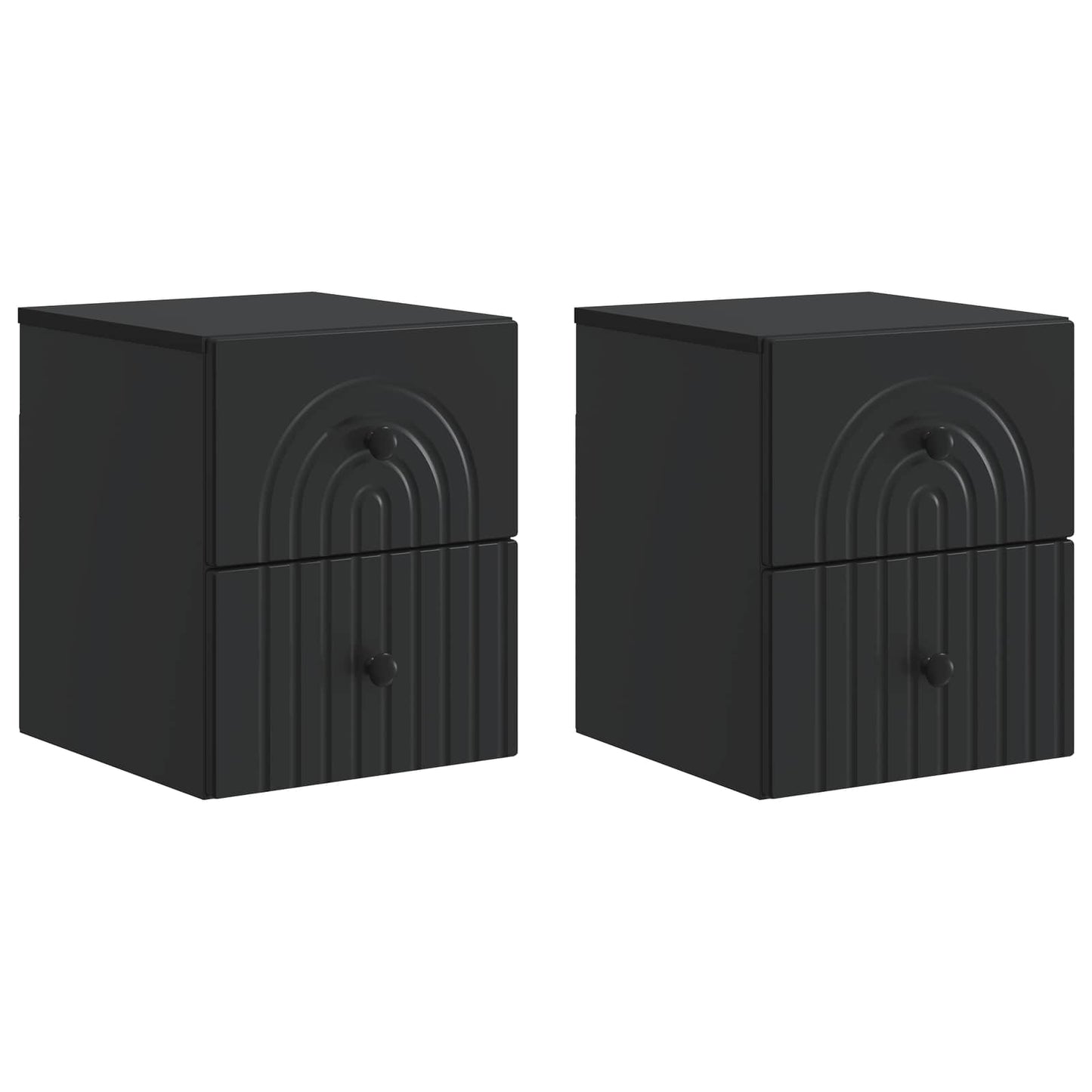 Mobiletto da notte a muro 2 pz Nero 33 x 34,5 x 40 cm