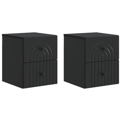 Mobiletto da notte a muro 2 pz Nero 33 x 34,5 x 40 cm