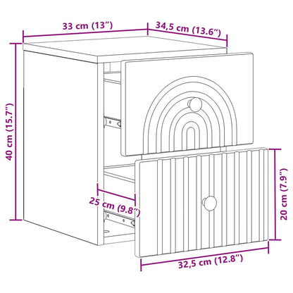 Mobiletto da notte a muro 2 pcs Nero 33 x 34,5 x 40 cm | homemem39