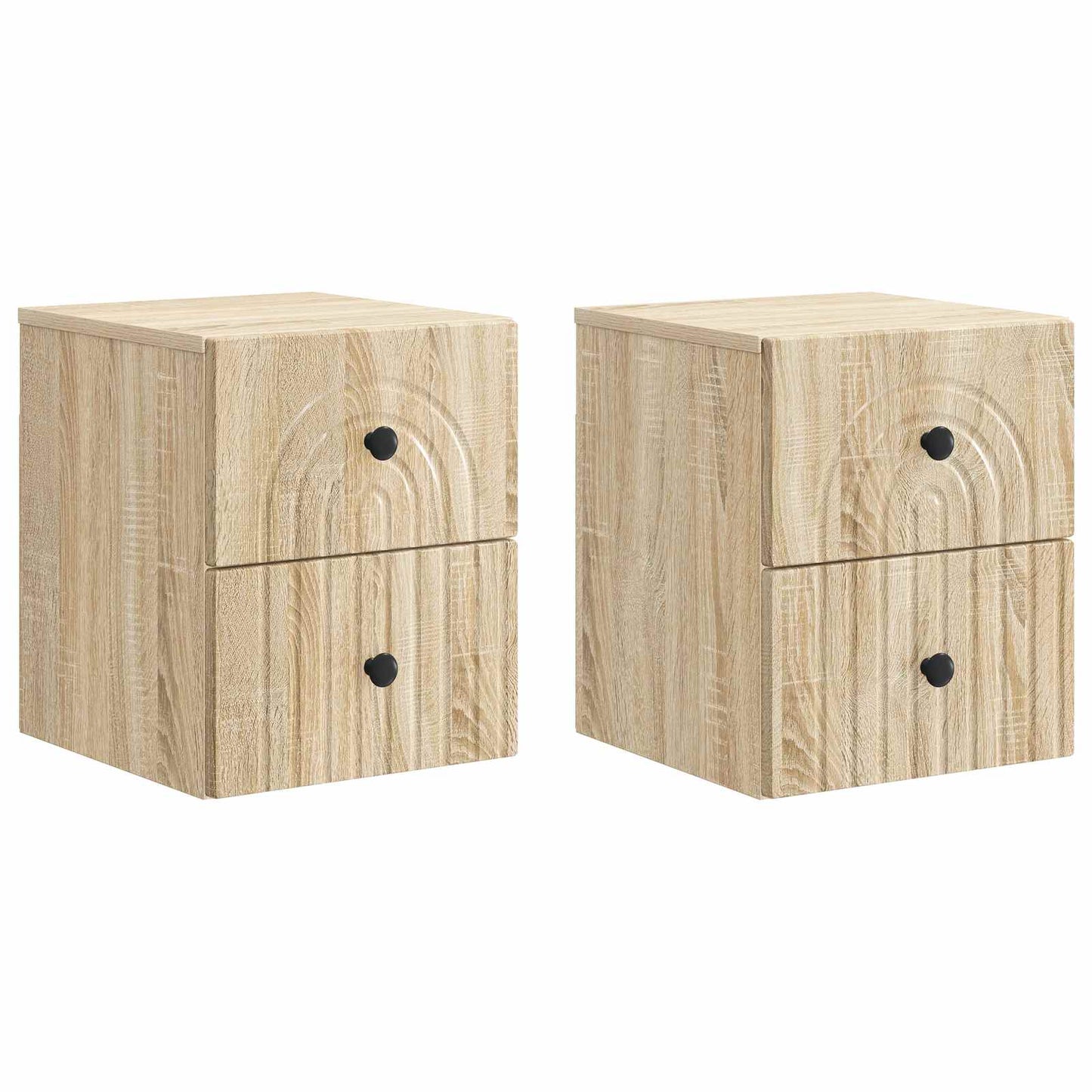 Mobiletto da notte a muro 2 pz Rovere Sonoma 33 x 34,5 x 40 cm