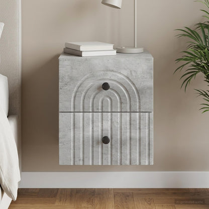 Mobiletto da notte a muro Grigio Cemento 33 x 34,5 x 40 cm