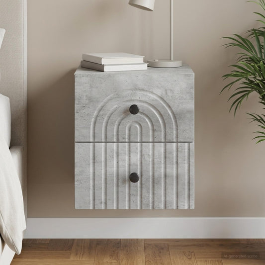 Mobiletto da notte a muro Grigio Cemento 33 x 34,5 x 40 cm