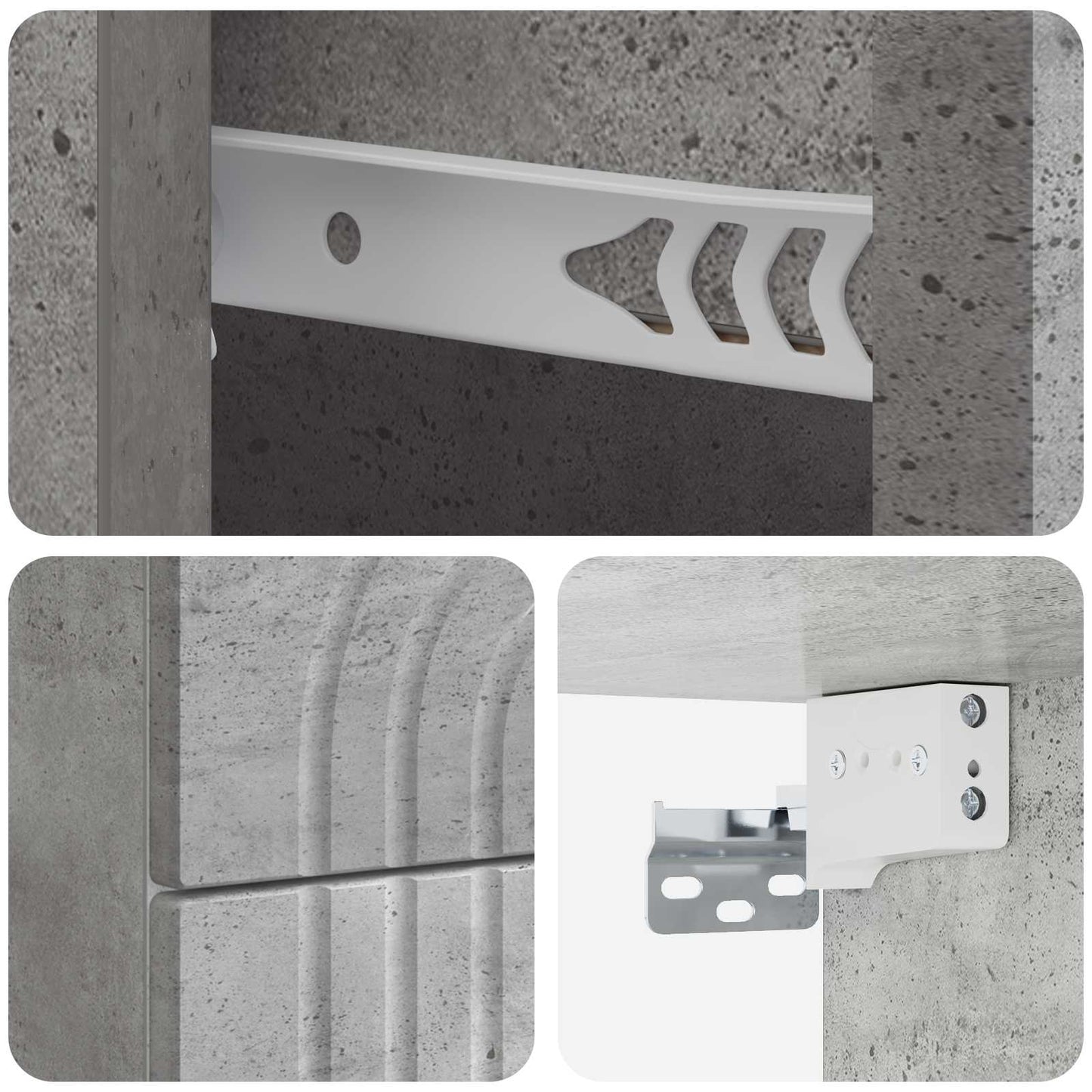 Mobiletto da notte a muro con cassetto 2 pcs Grigio Cemento | homemem39