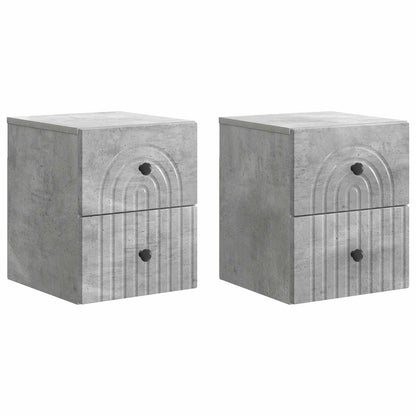 Mobiletto da notte a muro 2 pz Grigio Cemento 33 x 34,5 x 40 cm