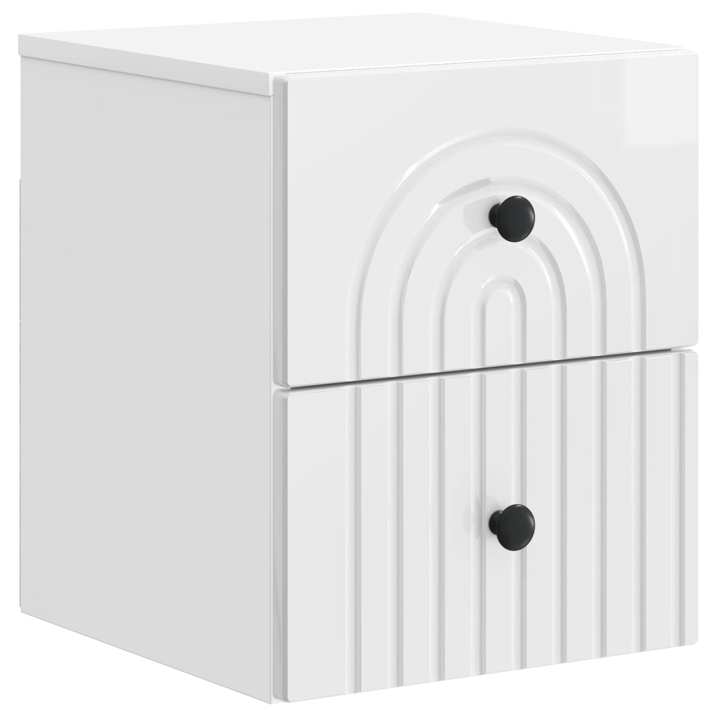 Mobiletto da notte a muro Bianco Lucido 33 x 34,5 x 40 cm
