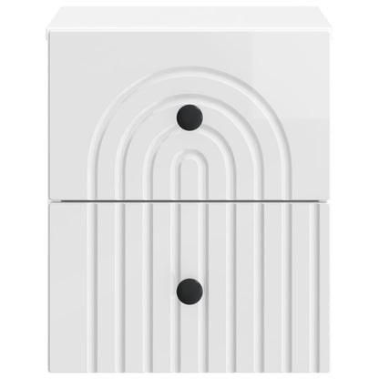Mobiletto da notte a muro Bianco Lucido 33 x 34,5 x 40 cm | homemem39