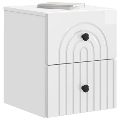 Mobiletto da notte a muro Bianco Lucido 33 x 34,5 x 40 cm | homemem39