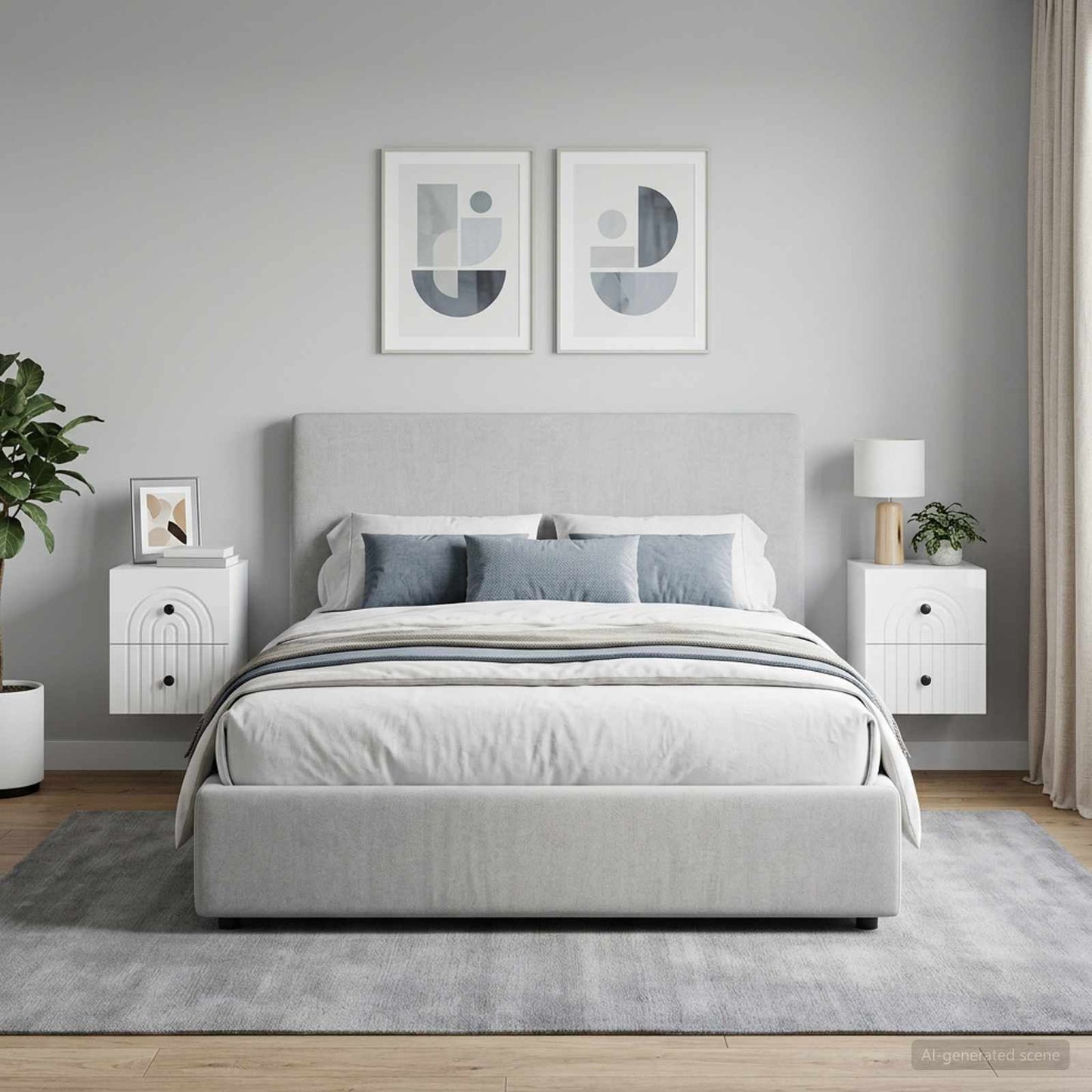 Mobiletto da notte a muro 2 pz Bianco Lucido 33 x 34,5 x 40 cm