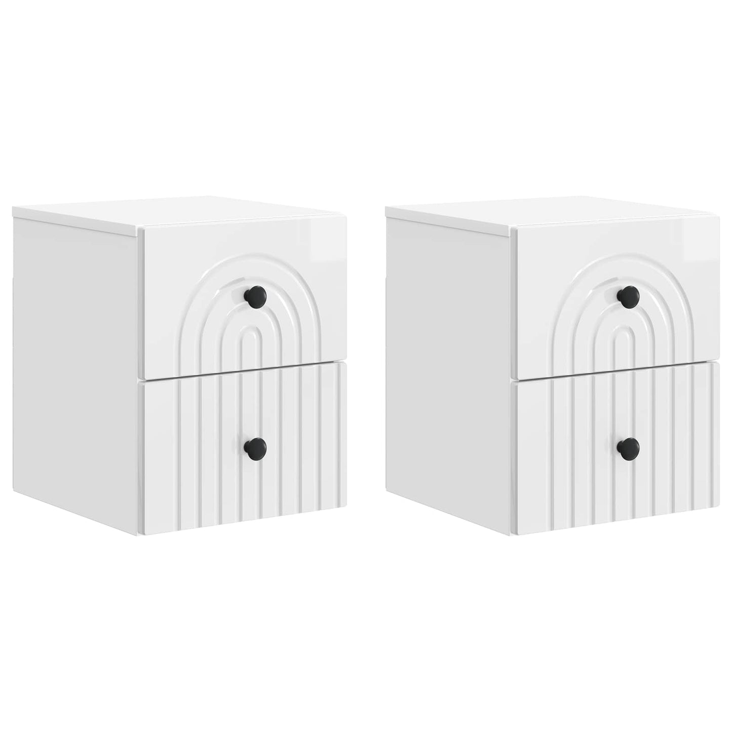 Mobiletto da notte a muro 2 pcs Bianco Lucido 33 x 34,5 x 40 cm