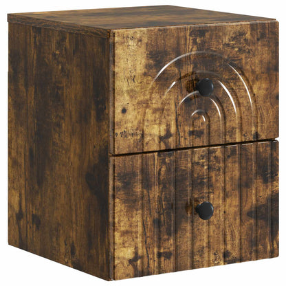 Mobiletto da notte a muro Rovere Fumo 33 x 34,5 x 40 cm