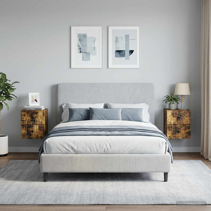 Mobiletto da notte a muro 2 pz Rovere Fumo 33 x 34,5 x 40 cm