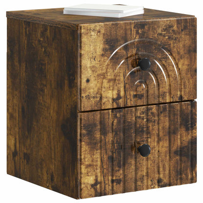 Mobiletto da notte a muro 2 pcs Rovere Fumo 33 x 34,5 x 40 cm | homemem39