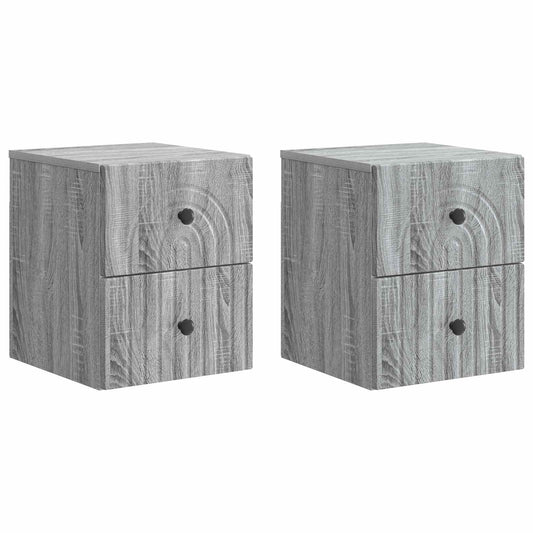 Mobiletto da notte a muro 2 pcs Grigio Sonoma 33 x 34,5 x 40 cm | homemem39