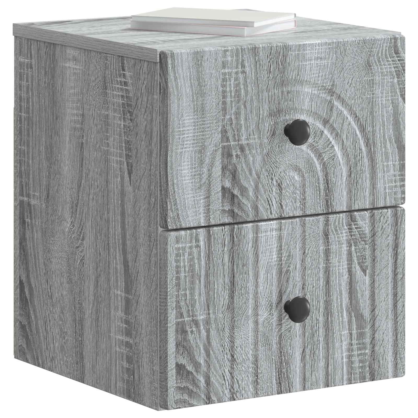 Mobiletto da notte a muro 2 pcs Grigio Sonoma 33 x 34,5 x 40 cm | homemem39