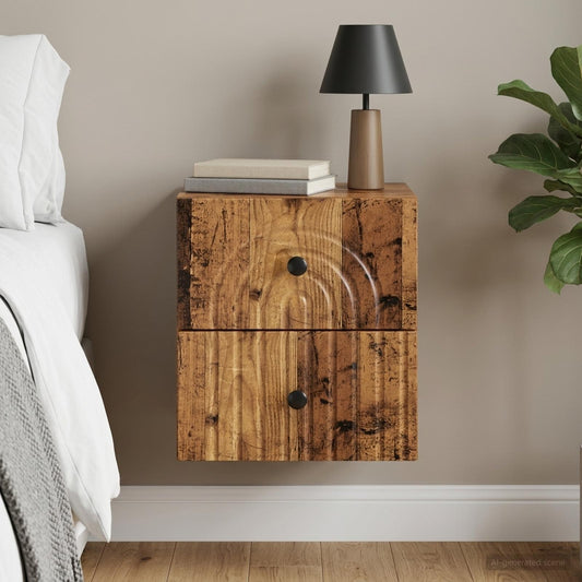 Mobiletto da notte a muro Legno antico 33 x 34,5 x 40 cm