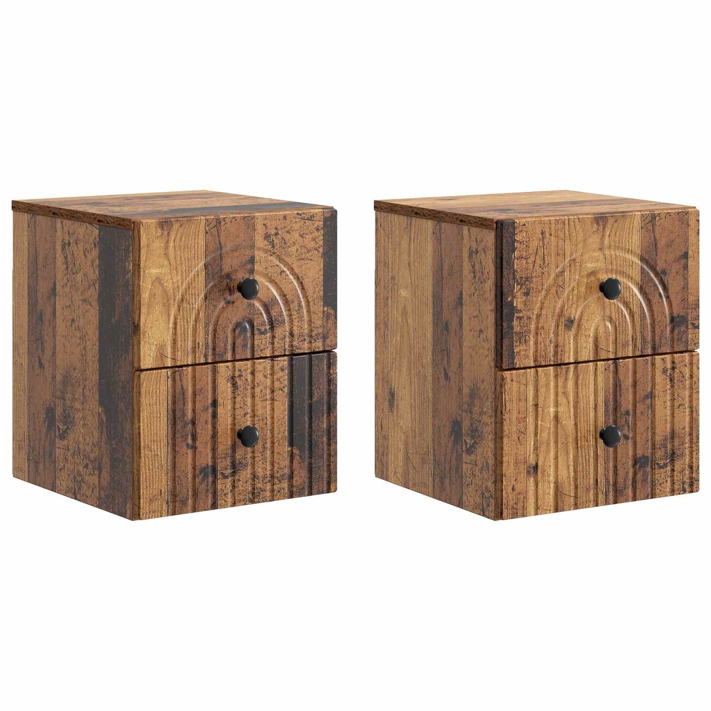 Mobiletto da notte a muro 2 pz Legno antico 33 x 34,5 x 40 cm