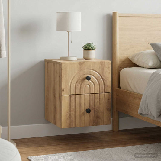 Mobiletto da notte a muro 2 pz Rovere Artigianale