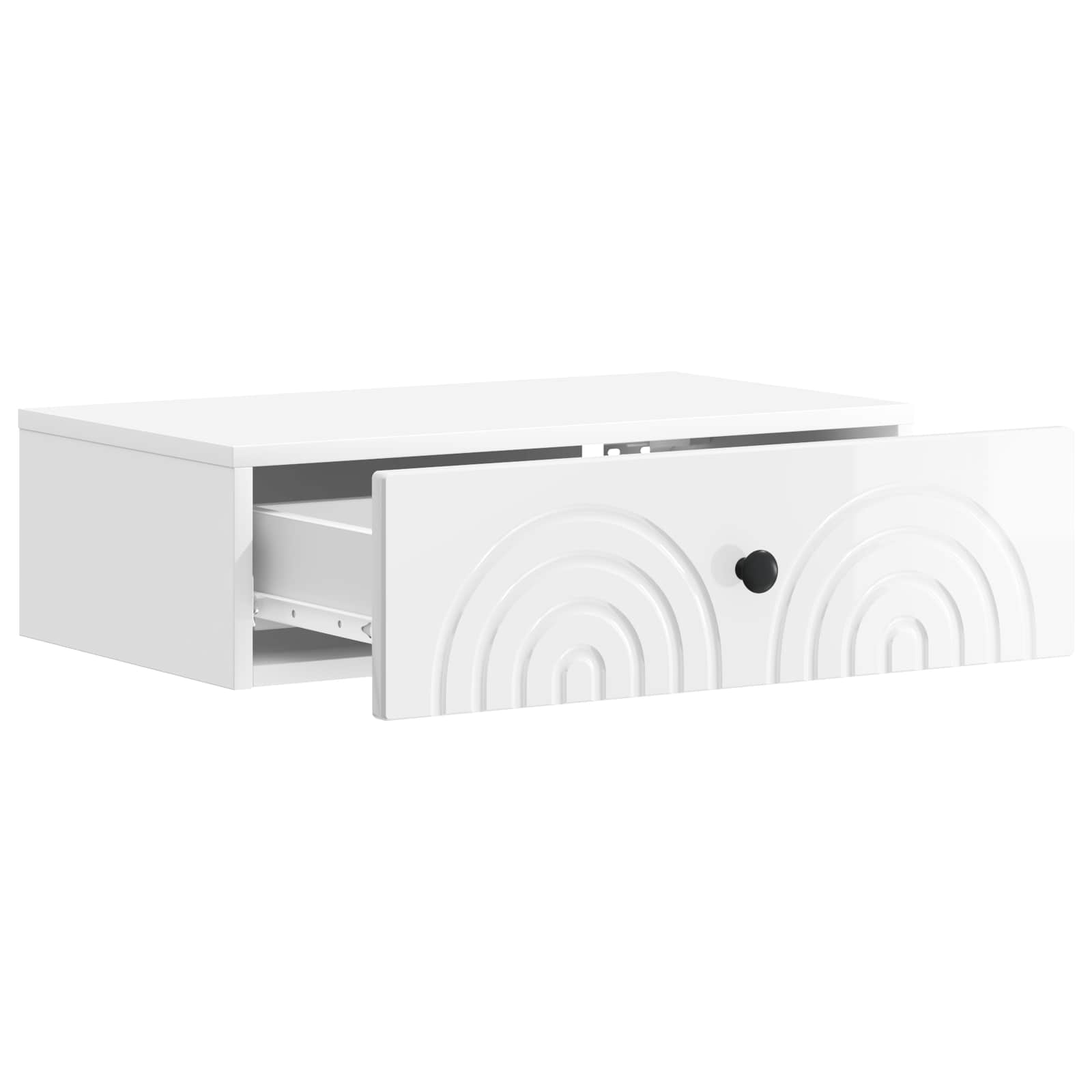 Tavolino da Parete Laterale Bianco Lucido 59 x 34,5 x 17 cm | homemem39