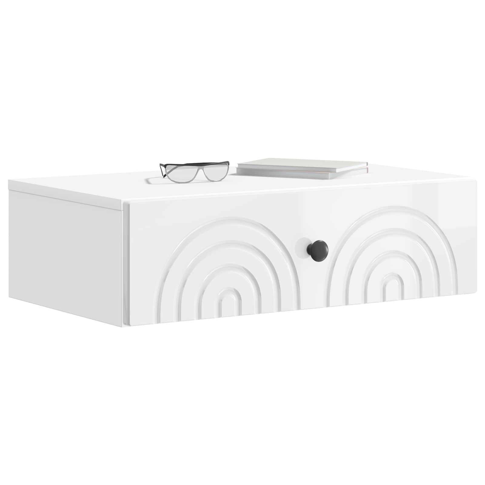 Tavolino da Parete Laterale Bianco Lucido 59 x 34,5 x 17 cm | homemem39