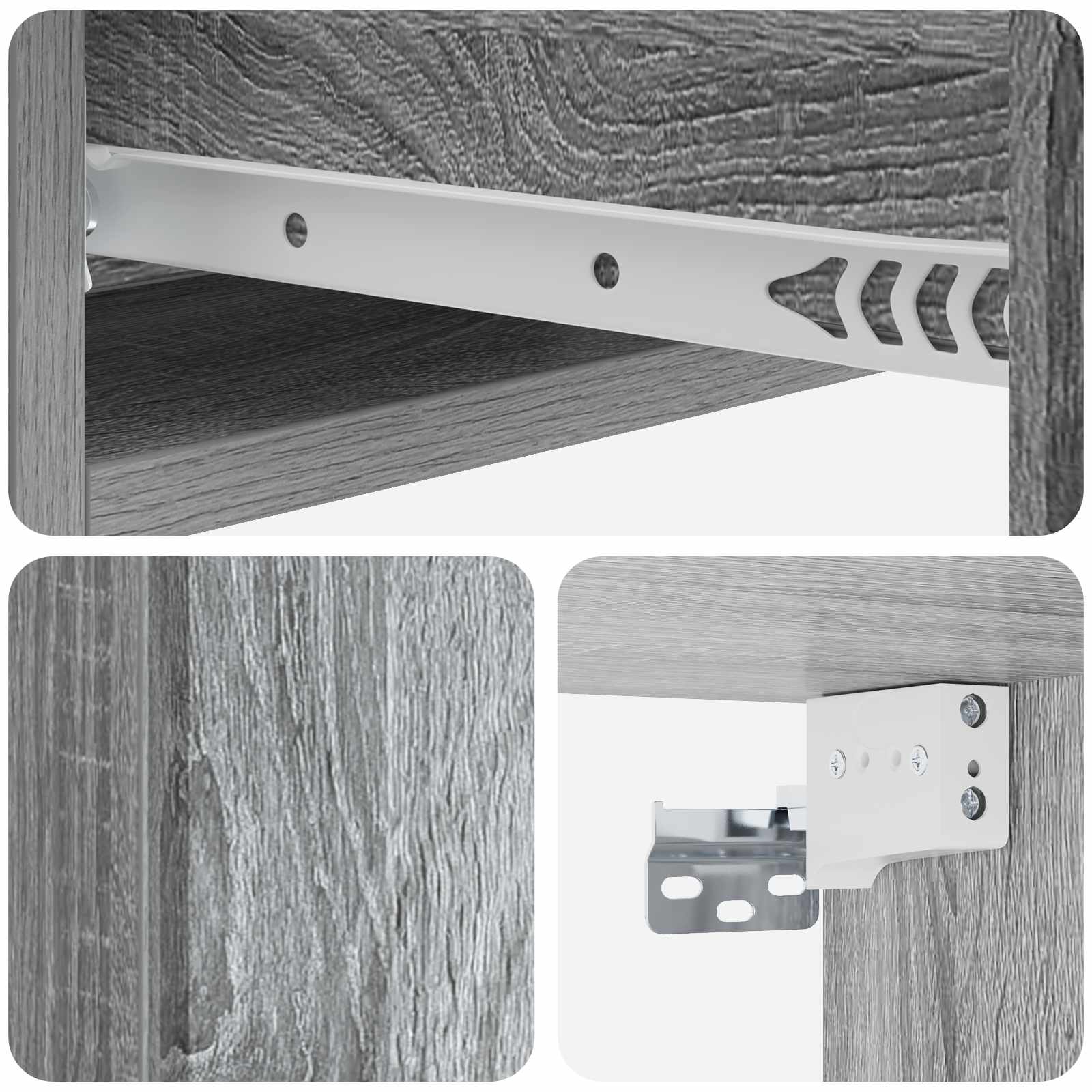Tavolino da Parete Laterale Grigio Sonoma 59 x 34,5 x 17 cm | homemem39