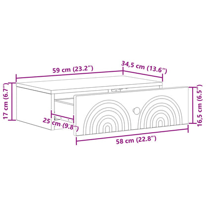 Tavolino da Parete Laterale Grigio Sonoma 59 x 34,5 x 17 cm | homemem39