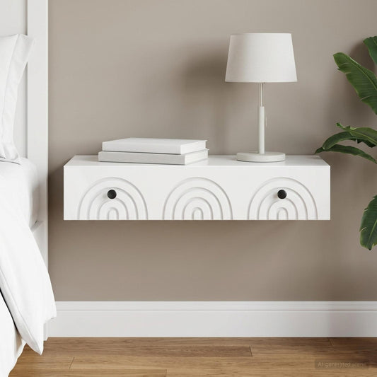 Tavolino da Parete Laterale 87,5 x 34,5 x 17 cm Bianco Lucido