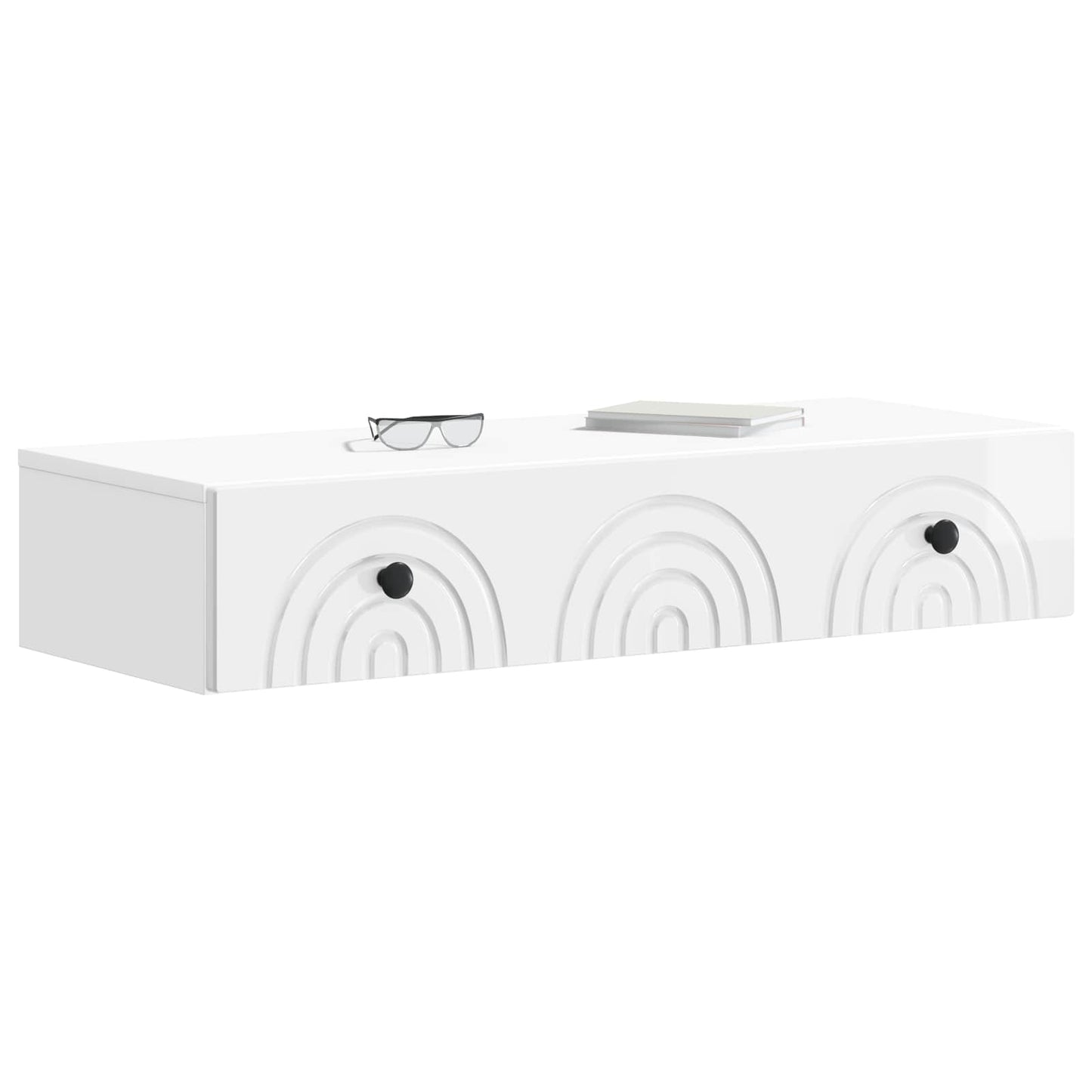 Tavolino da Parete Laterale Bianco Lucido 87,5 x 34,5 x 17 cm | homemem39