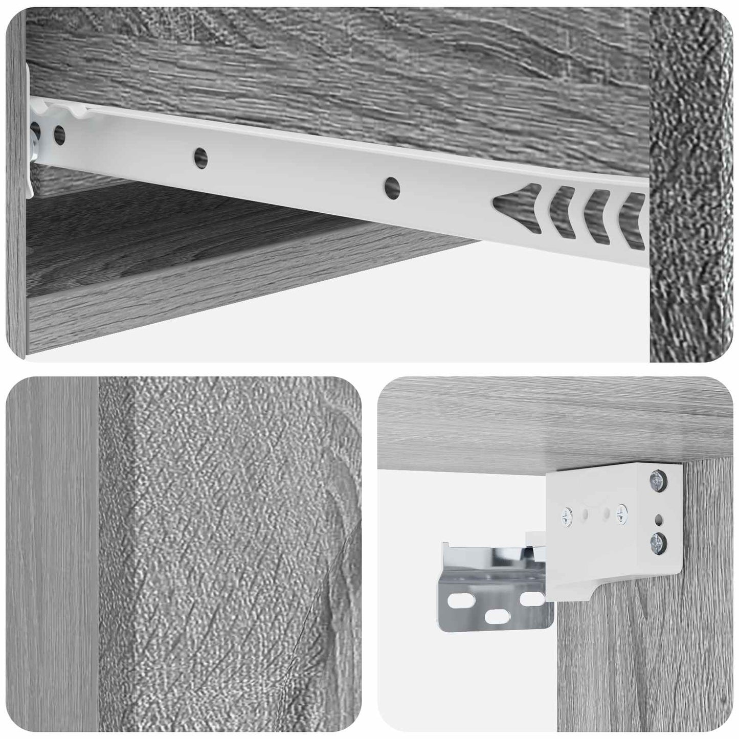 Tavolino da Parete Laterale Grigio Sonoma 87,5 x 34,5 x 17 cm