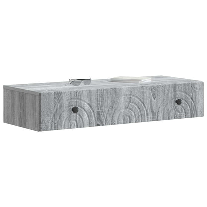 Tavolino da Parete Laterale Grigio Sonoma 87,5 x 34,5 x 17 cm