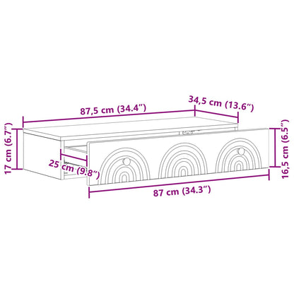 Tavolino da Parete Laterale Legno antico 87,5 x 34,5 x 17 cm | homemem39