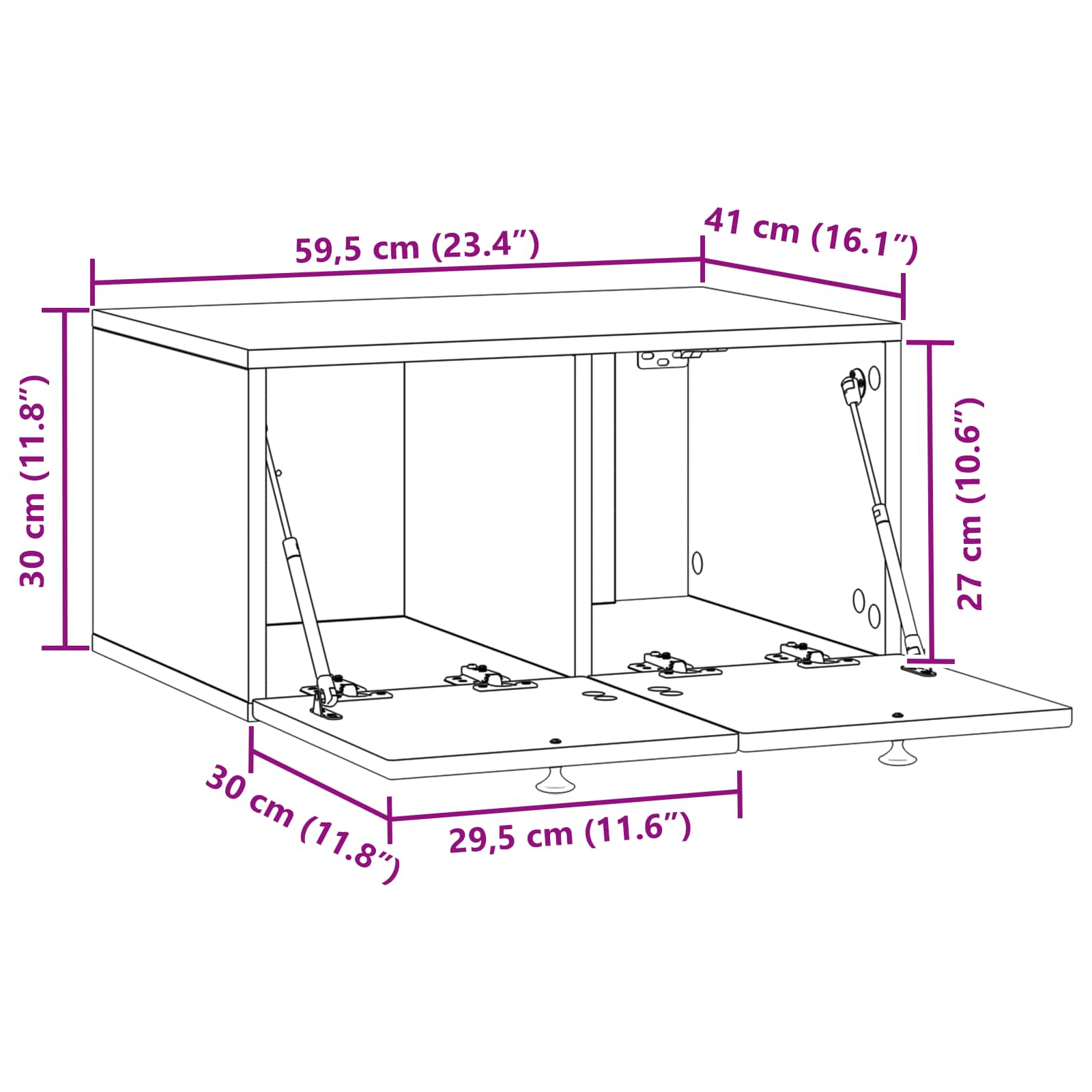 Mobile Porta TV da Muro Grigio Cemento 59,5 x 41 x 30 cm | homemem39