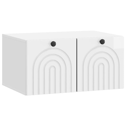 Mobile Porta TV da Muro Bianco Lucido 59,5 x 41 x 30 cm