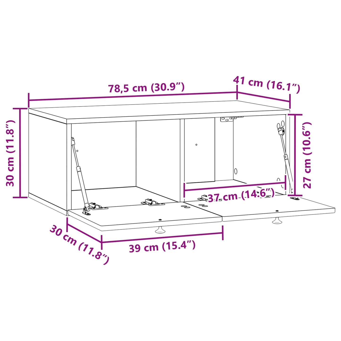 Mobile Porta TV da Muro Rovere Sonoma 78,5 x 41 x 30 cm