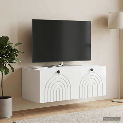 Mobile Porta TV da Muro Bianco Lucido 78,5 x 41 x 30 cm