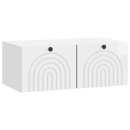Mobile Porta TV da Muro Bianco Lucido 78,5 x 41 x 30 cm | homemem39