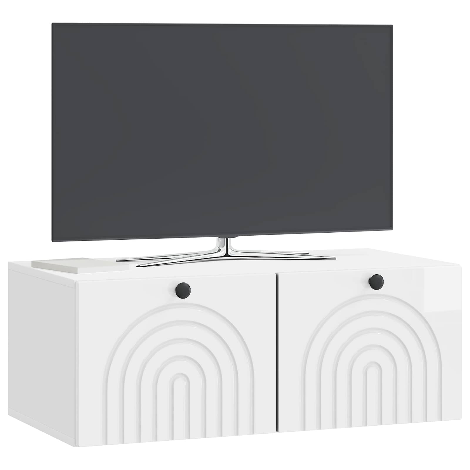 Mobile Porta TV da Muro Bianco Lucido 78,5 x 41 x 30 cm | homemem39