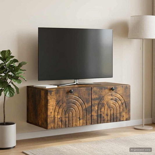 Mobile Porta TV da Muro Rovere Fumo 78,5 x 41 x 30 cm