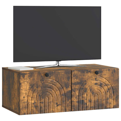 Mobile Porta TV da Muro Rovere Fumo 78,5 x 41 x 30 cm